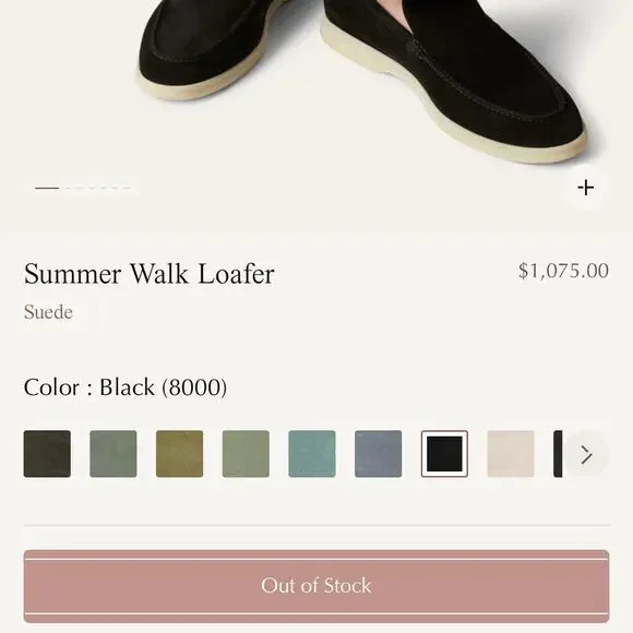 Loro Piana Men’s Black Suede Summer Walk Designer Loafers Size Eur 41/US 8